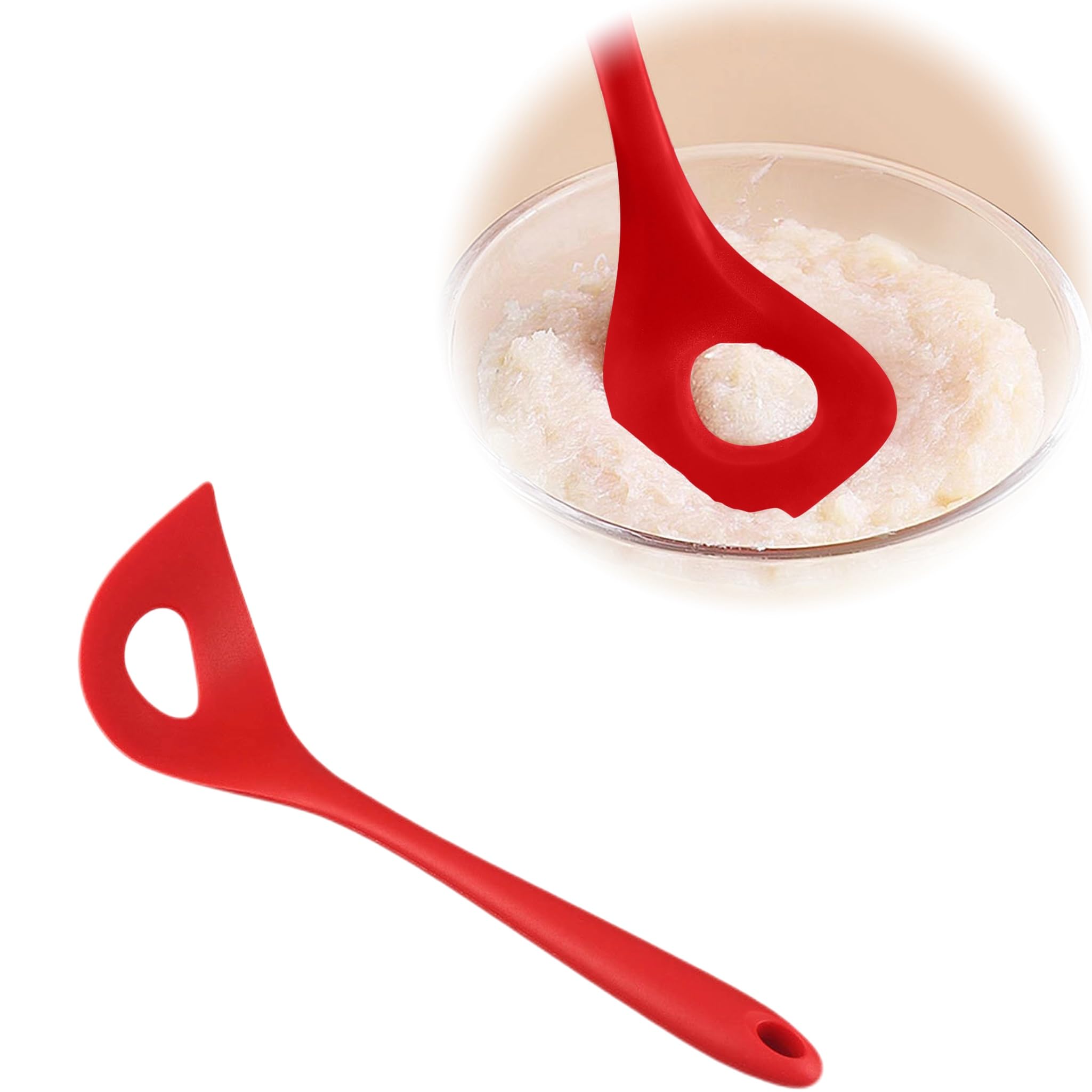 Silicone Non-Stick Meatball Maker - Fish Spoon with Comfortable Handles, Manual Meatball Making Tool for Kitchen (Red)