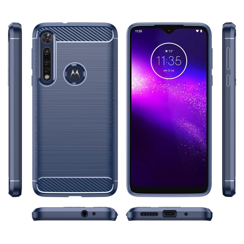 Image of Hybrid Carbon Fiber Back Case for Moto One Macro (Blue)