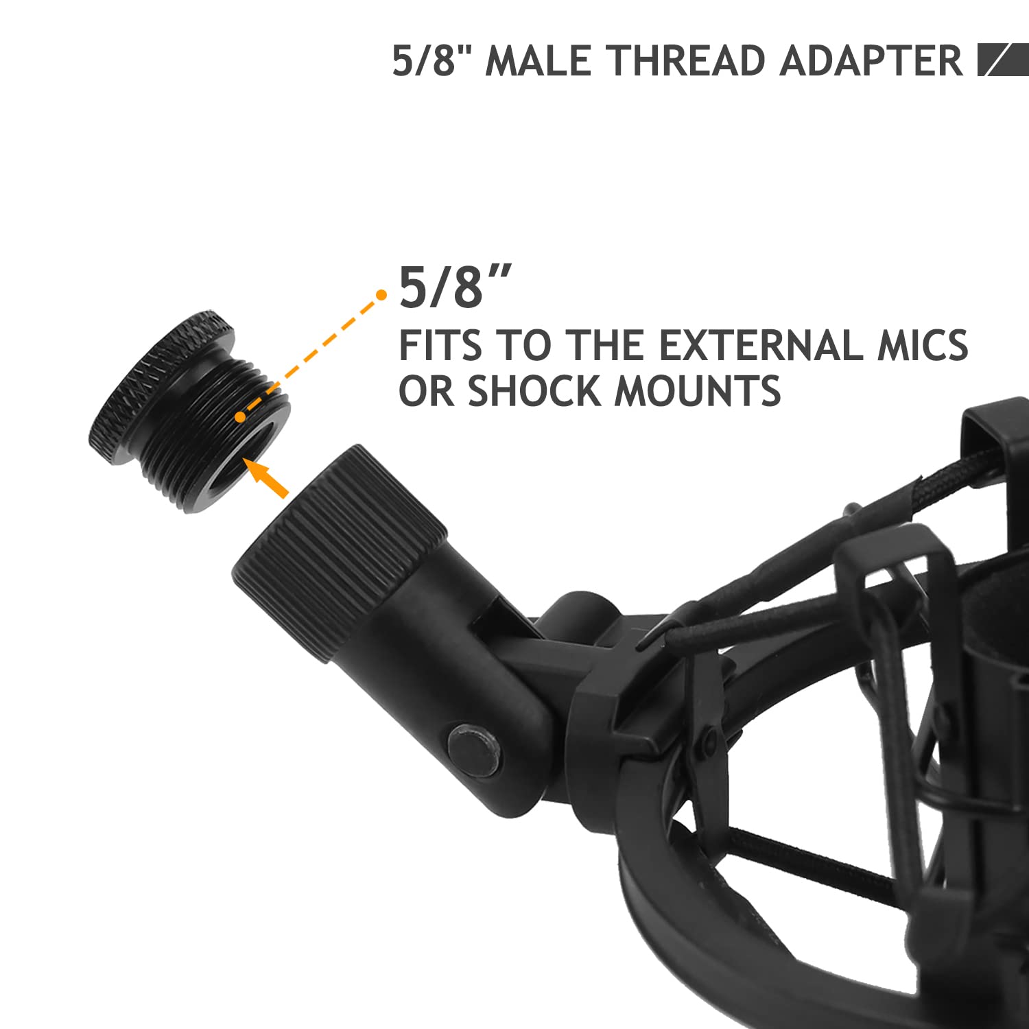 Niebieski Yeti gwintowany adapter, 5/8", męski do 3/8", żeński mikrośruba do niebieskiego Yeti/Blue Snowball/Blue Yeti X uchwyt mikrofonowy 2 szt. (czarny)