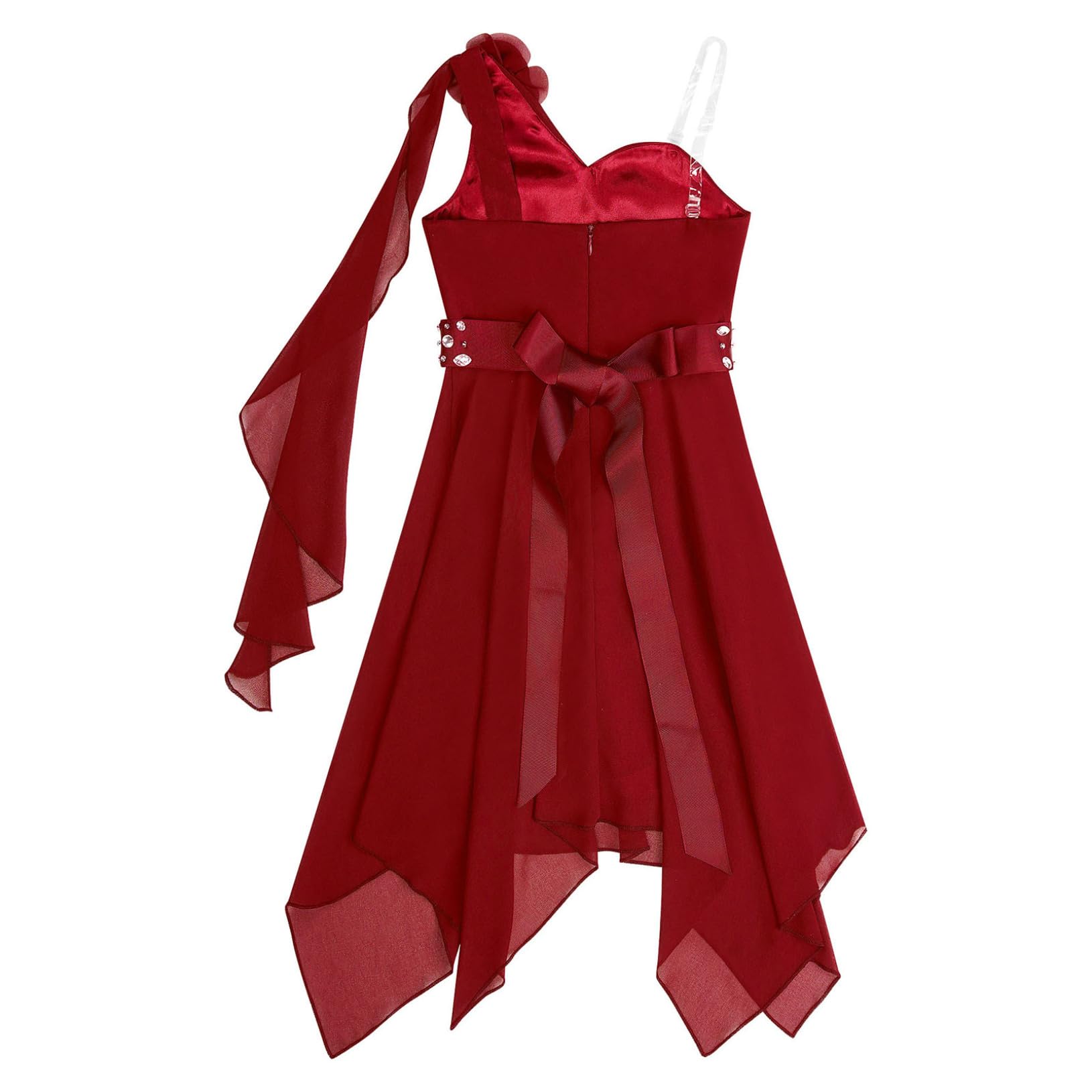 Freebily Vestito da Festa Cerimonia Matrimonio Damigella Bambine Ragazze Monospalla Elegante Abito da Sposa Comunione Battesimo Chiffon Vestito da Principessa Orlo Asimmetrico