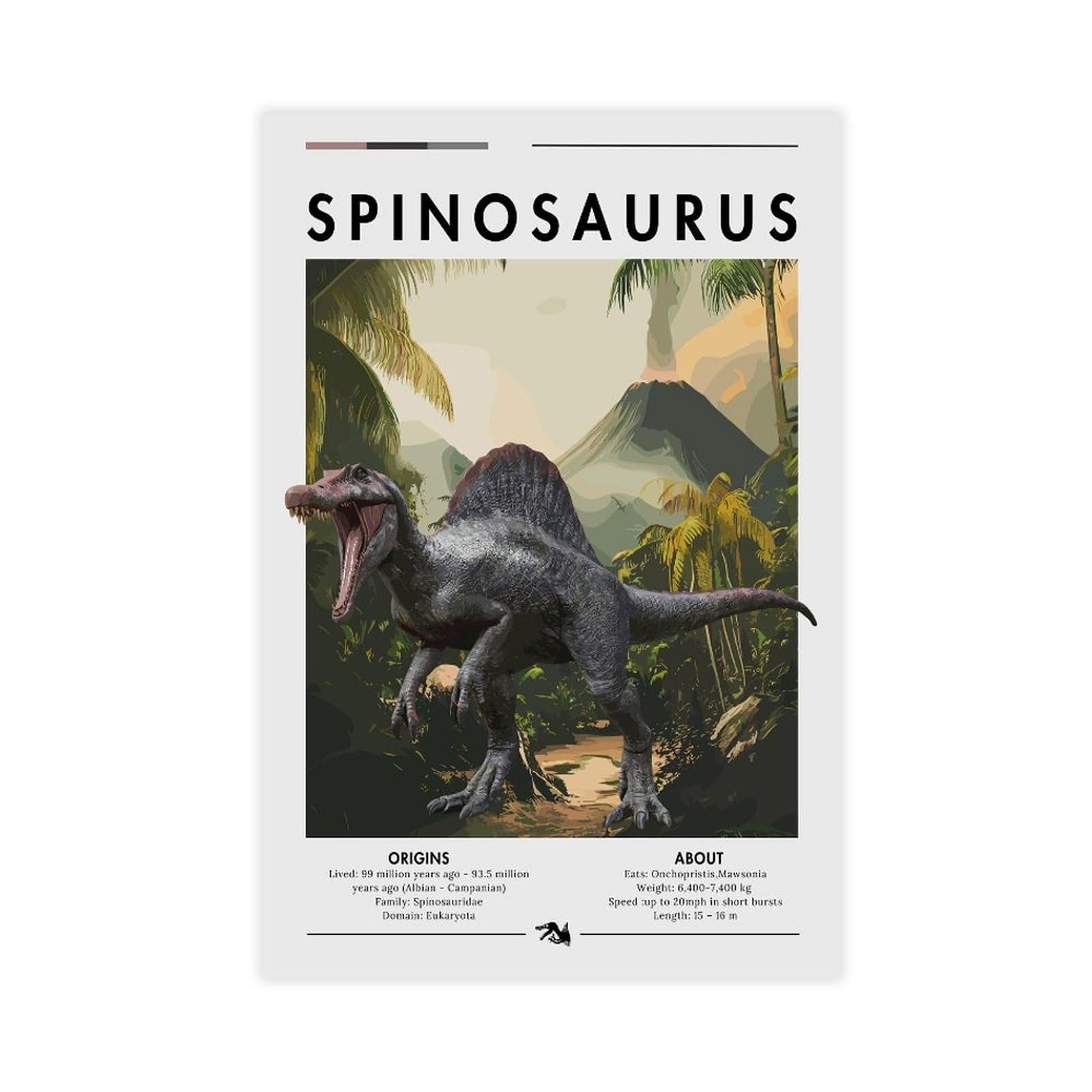 QZFNCOYU Spinosaurus Poster Canvas Poster Wall Art Decor Print Picture Paintings for Living Room Bedroom Decoration 12x18inch(30x45cm)