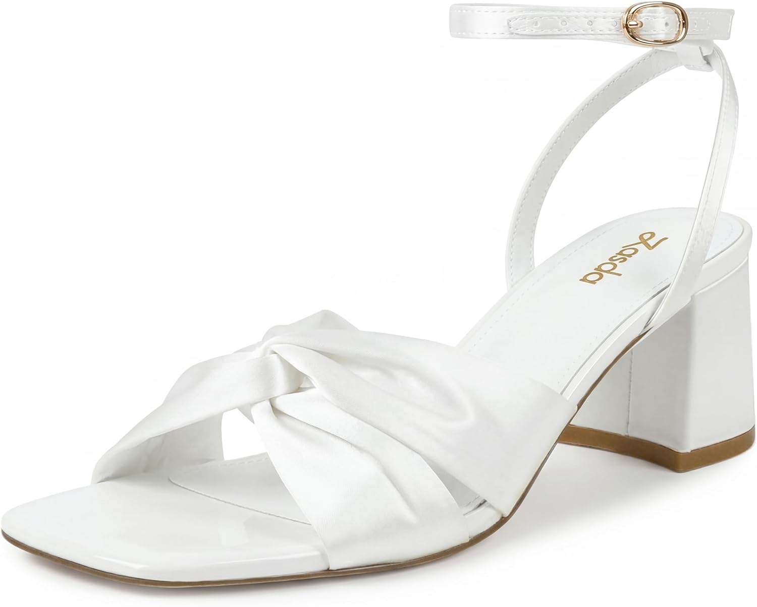 Womens Bow Heeled Sandals Block Chunky Heels Open Toe Ankle Buckle Strap Dressy Shoes for Wedding Bride Bridesmaids Evening Prom