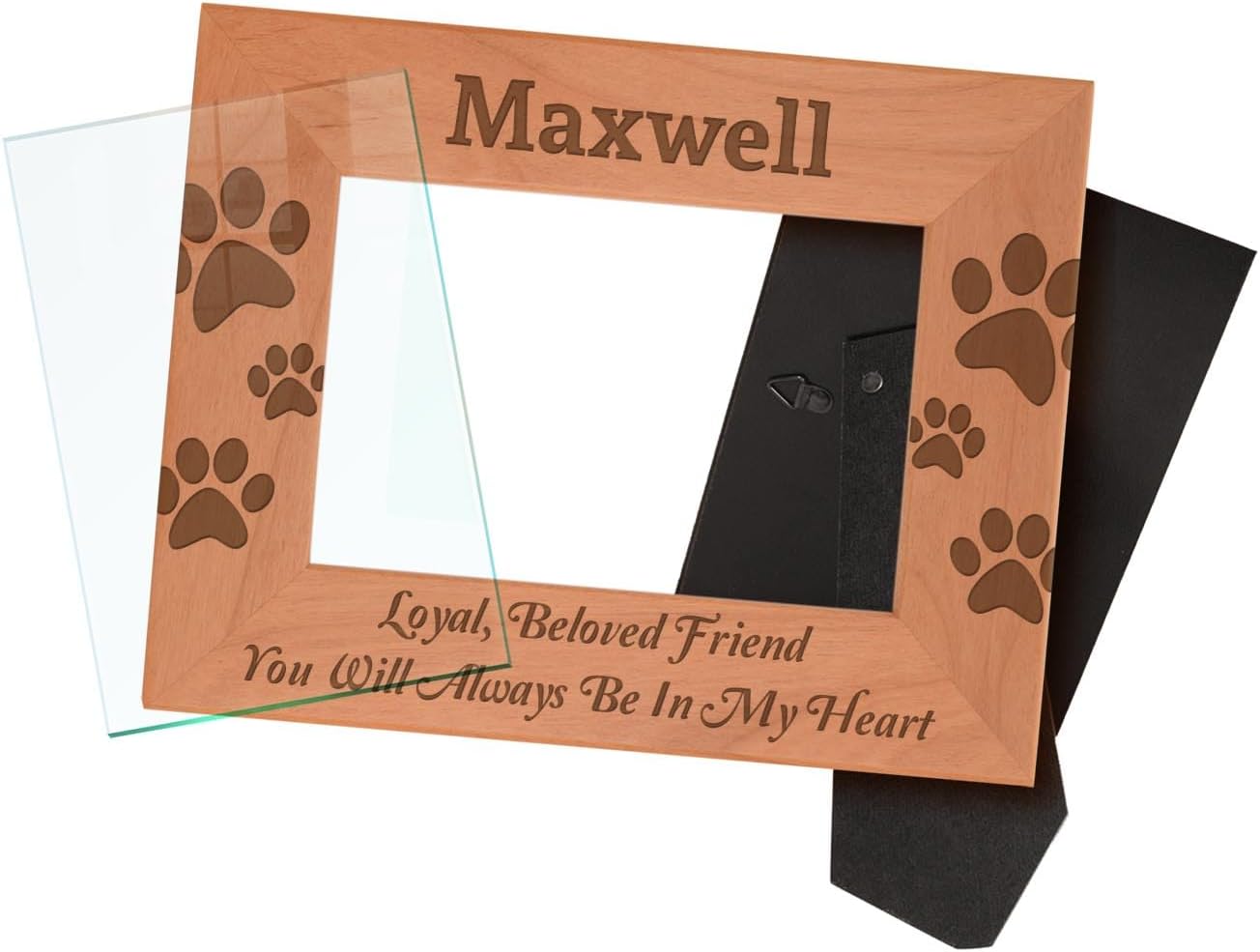 Custom Pet Bereavement Gift Add Name Personalized Natural Wood Engraved 4x6 Landscape Picture Frame