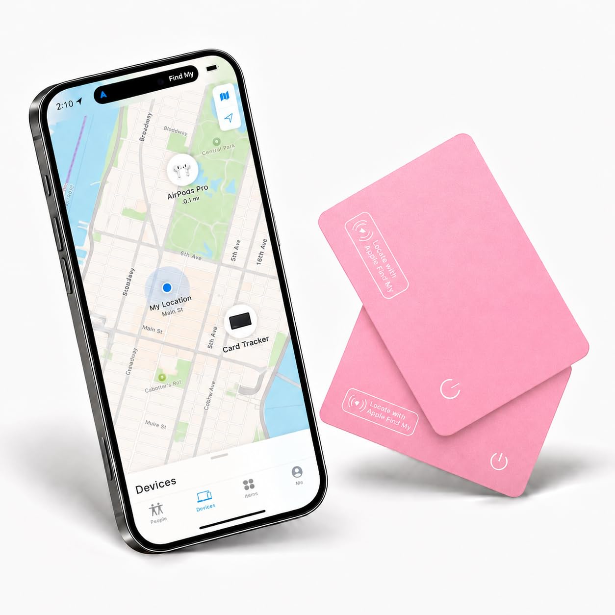 Air Carte Tracker Smart Tag, Compatible avec Apple Find My (iOS Uniquement),localisateurs d'objets Rechargeables, Étanche IP68, Ultra‑Fin pour Portefeuille, Passeport, Valise (Lot de 2)