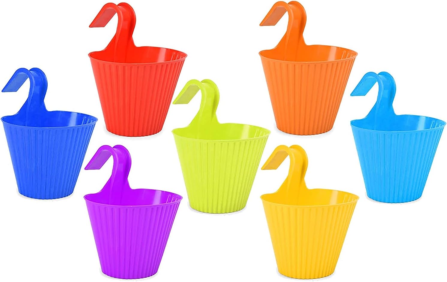 Go Hooked ViMe Plastic Lily Hanging Pots, Hanging Planters, Hook Pots- Pack of 7 (6 Inch)