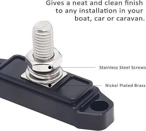 Miniatura 4 de RECOIL S1P-38 Barra colectora individual 38 "Bloque de distribución de energía con terminales de anillo Par de barras de bus rojo y negro