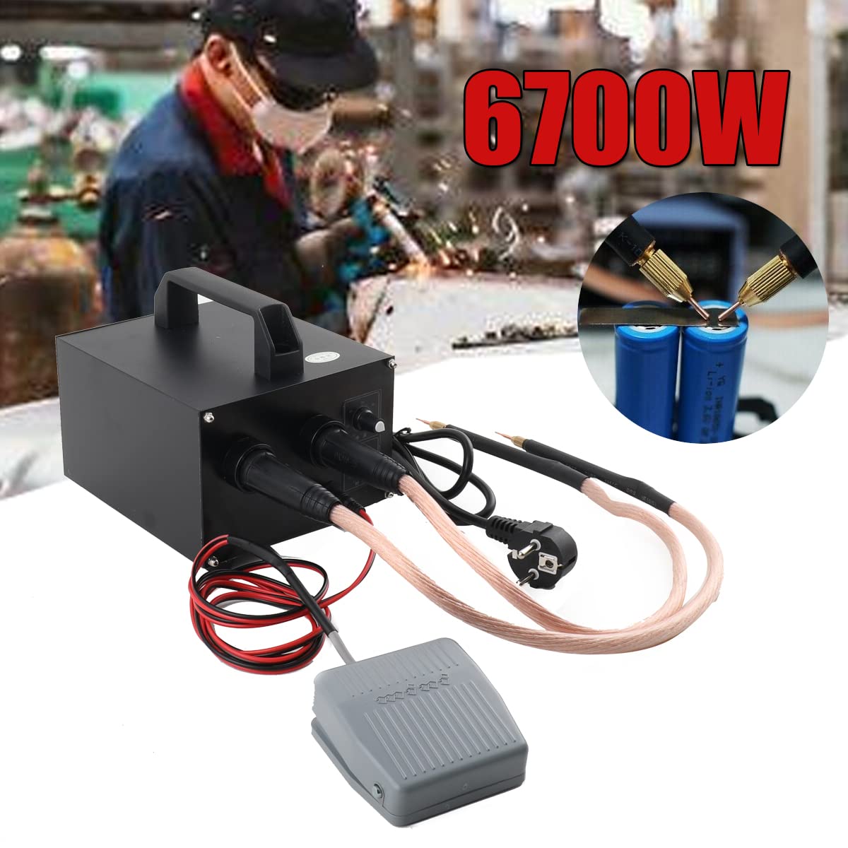 Saldatore a punti DIY Saldatore a punti 6700W Battery Spot Saldatore regolabile portatile saldatrice a punti batteria Saldatrice a punti con pedale per saldatrice a punti Set