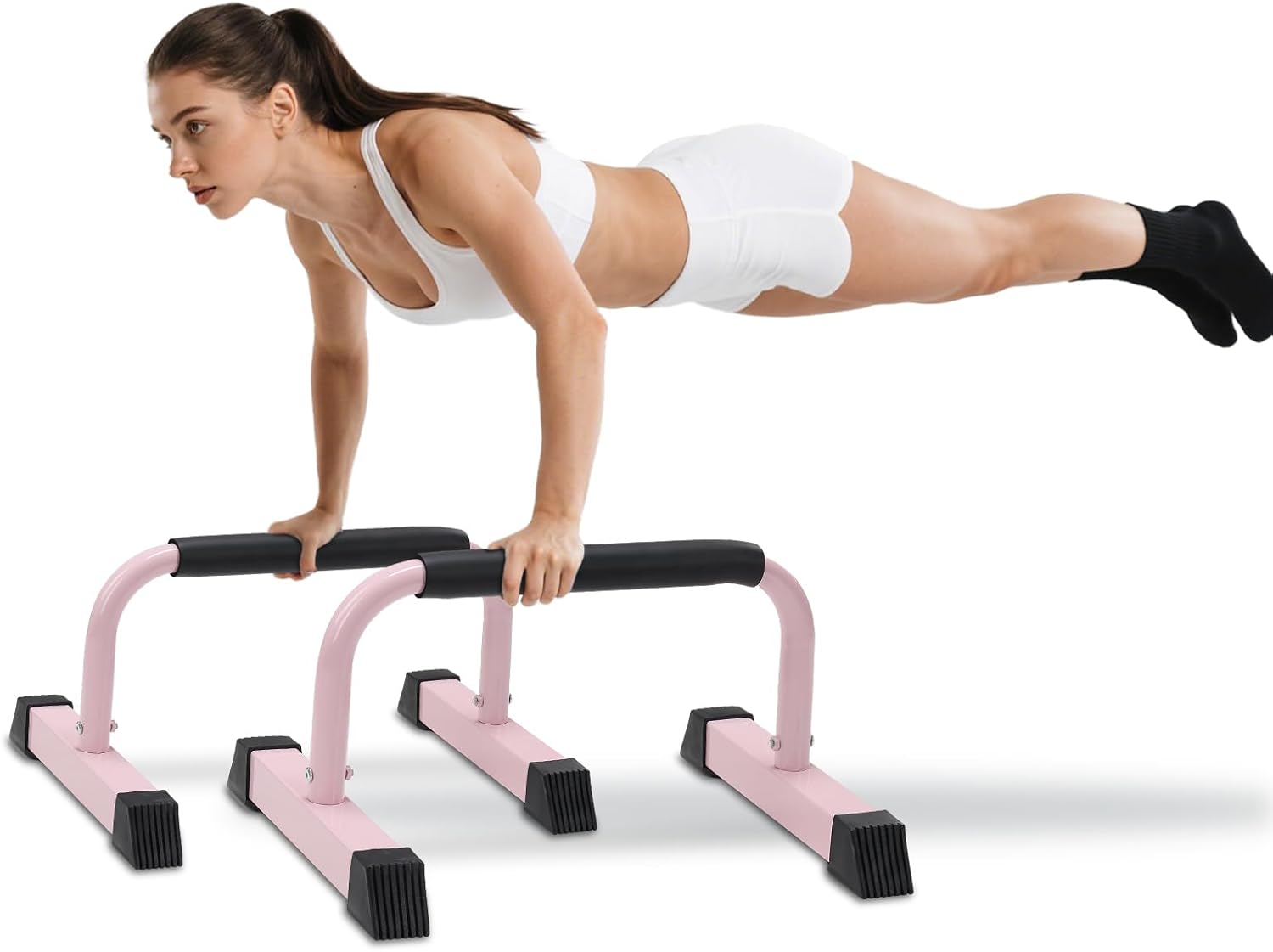 Push Up Bars: Sweat-resistant Parallettes Bar for Handstands L-sit & Dip, No Wobbling Strength Training Pushup Stands for Women Men Workout Core Exercise at Home Floor Gym