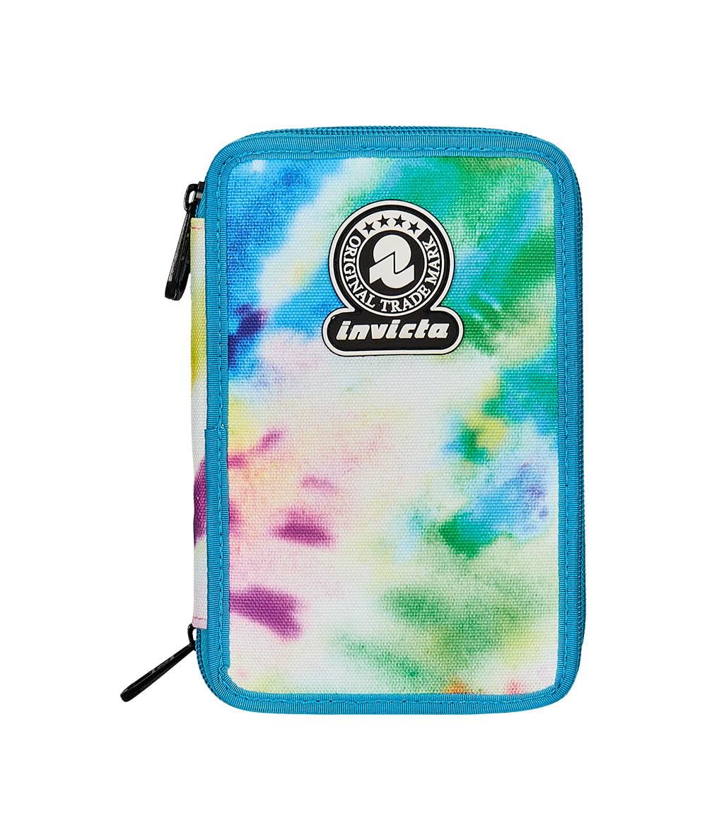 Invicta Federmäppchen, Mäppchen, Mehrfarbig, Federtasche für Schreibwaren, Etui mit Stiften, Kugelschreiber, & mehr, 3 Fächer, Mädchen & Jungen, Schule - Grundschule, XXL, türkis
