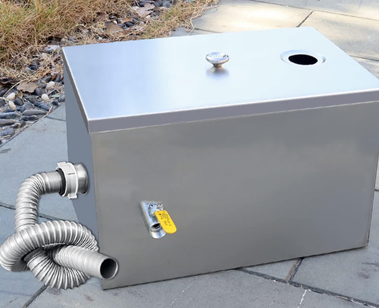 SéParateur De Graisse en Acier Inoxydable Bac à Graisse Professionnel Petit SéParateur De Graisse D'Eaux UséEs SéParateur D'Huile Et d'eau éViter Colmatage éGouts,Stainless Steel,35 * 20 * 20cm