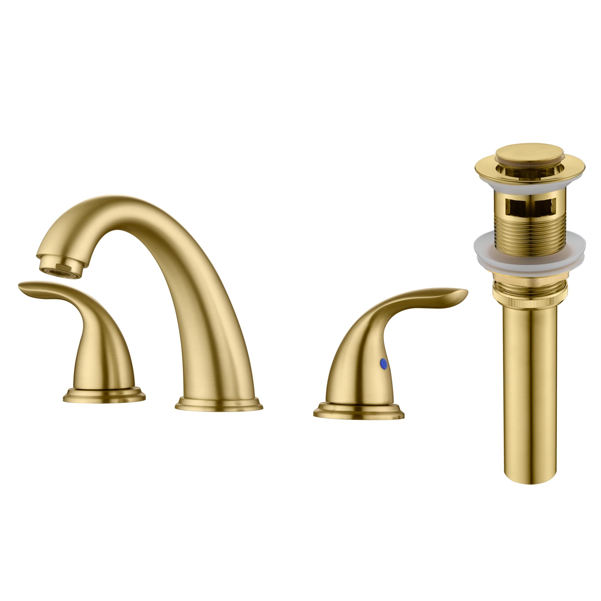 Hcfyauis Gold Widespread Bathroom Faucet S1423s-Bg + Pop Up Drain With Overflow S7304bg