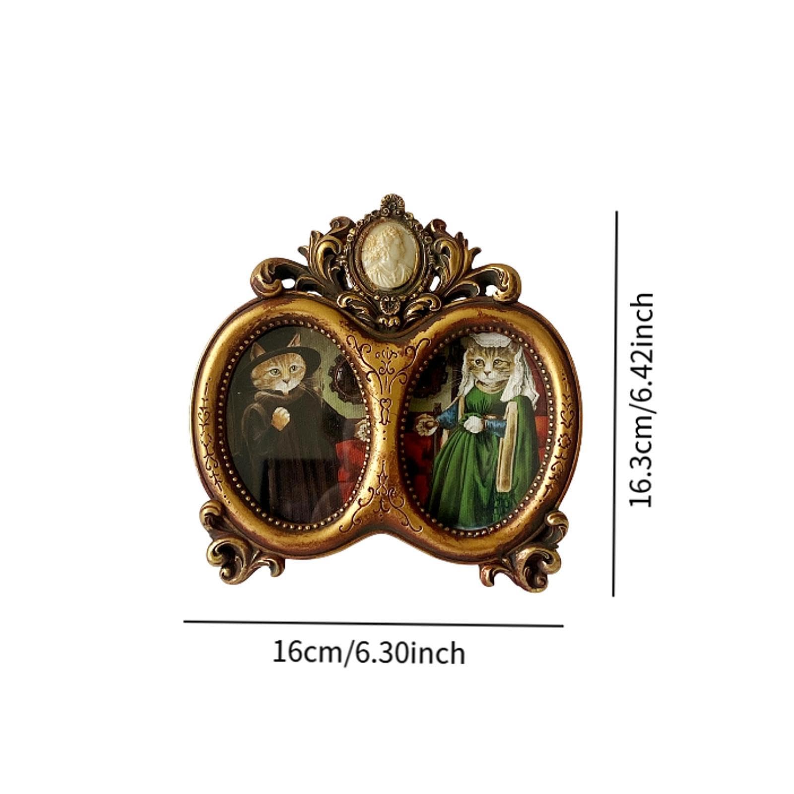 Bilderrahmen Standfotorahmen Tischdeko Wandaufhänger Resingehäuse Kreatives Vintage Design für Heimdekoration Freunde Geschenk, Golden
