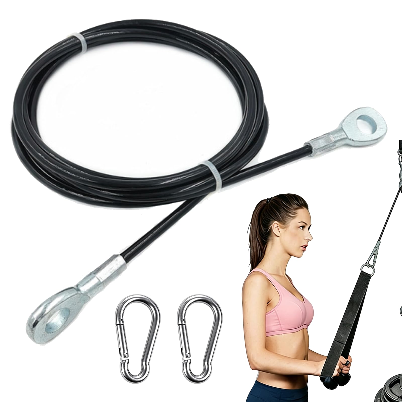 FNKTEK Fitness Steel Cable 4m Length for Pulley Systems Multi-Workout