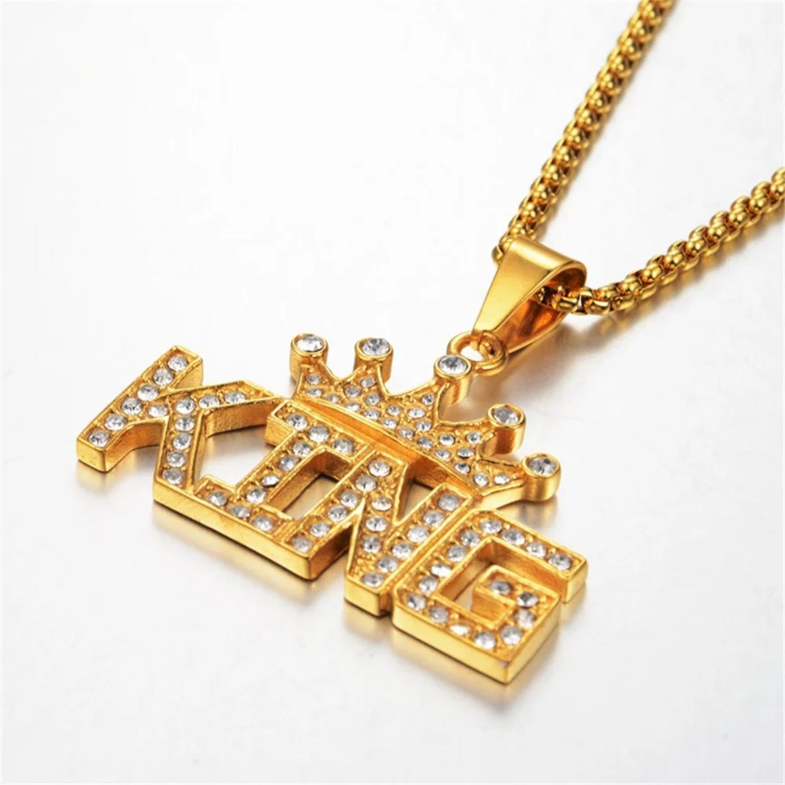SiVaji Necklace Halskette Ketten Schmuck Herren Frauen Anhänger Necklacehip Hop Krone Buchstaben König Anhänger Halsketten Männer Frauen