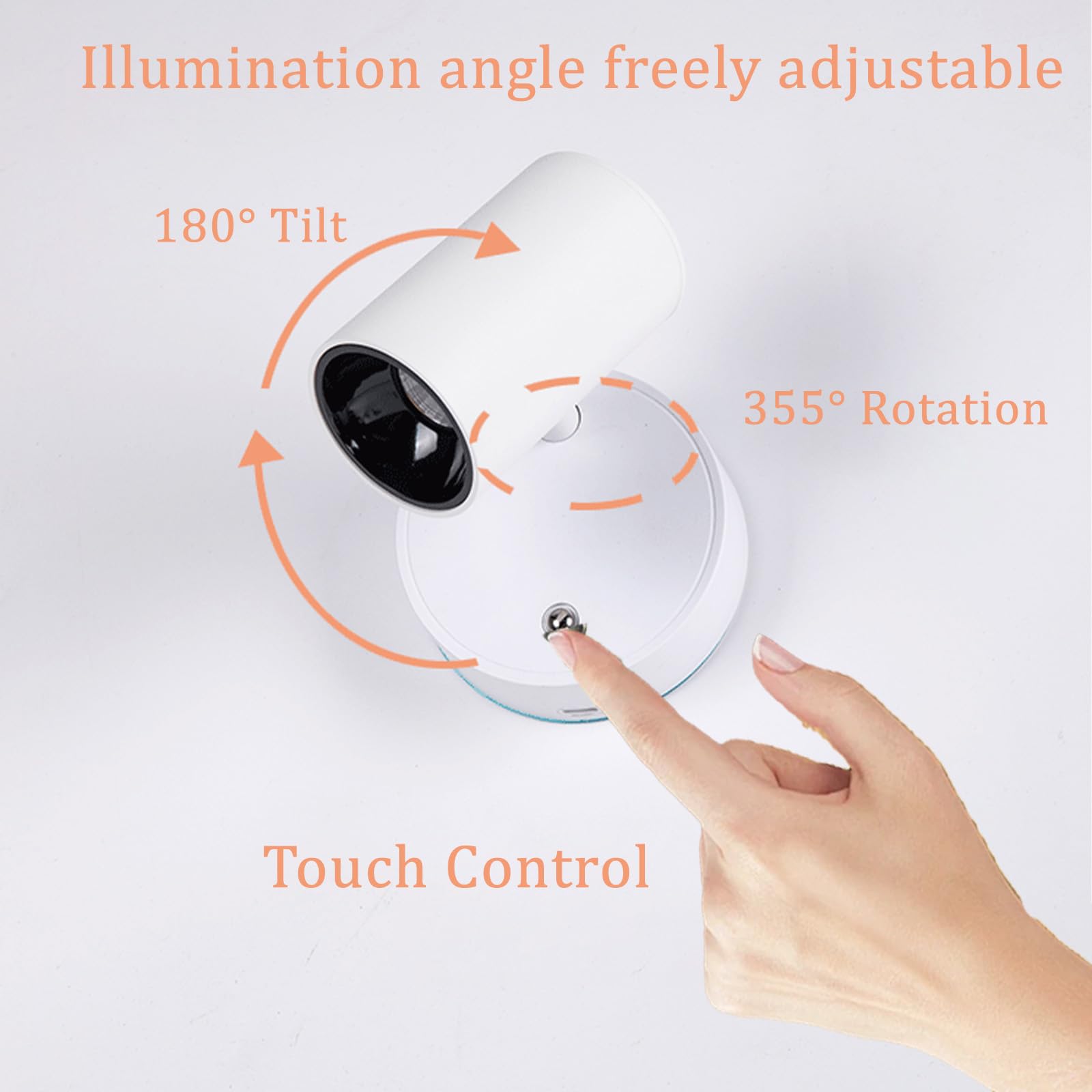LED Spotlight Aufladbar Wandleuchten mit Fernbedienung Touch-Schalter Dimmbar Wandleuchte 355° Drehung Kabellose Magnetische Wandbeleuchtung für Bilder Wohnzimmer Schlafzimmer (Weiß + Gold)