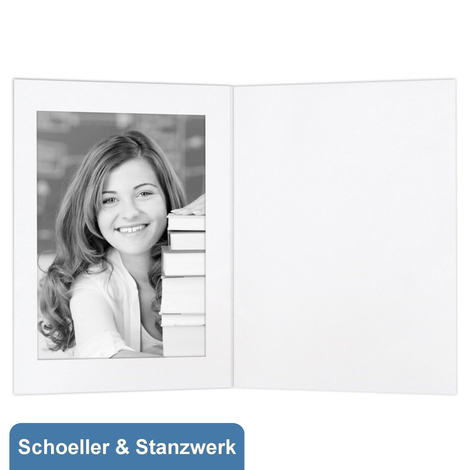 Schoeller & Stanzwerk© - 50 Stück Fotomappe/Eventmappe mit Passepartout ohne Bildertasche für 13x18 cm Fotos - weiß matt - Kwick