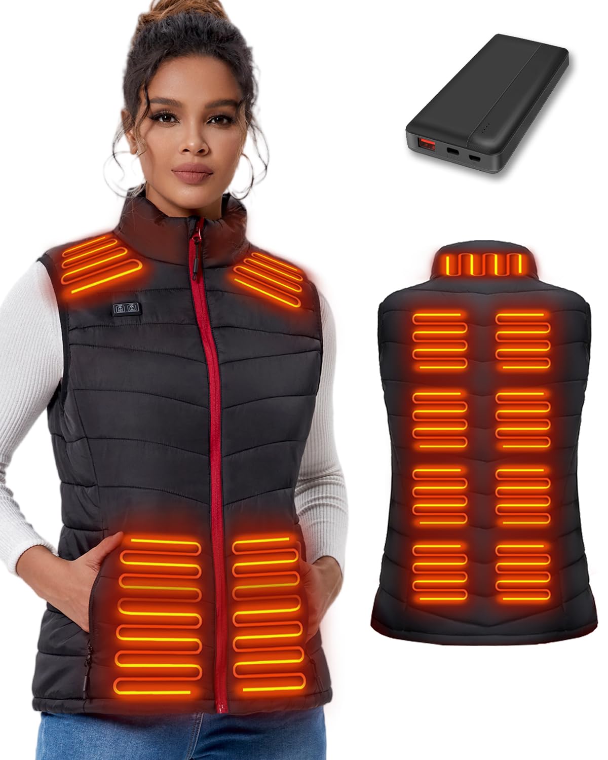 Heated Vest for Women with 10000mah Battery Pack Electric Womens Heating Vest with 3 Heating Levels 13 Heating