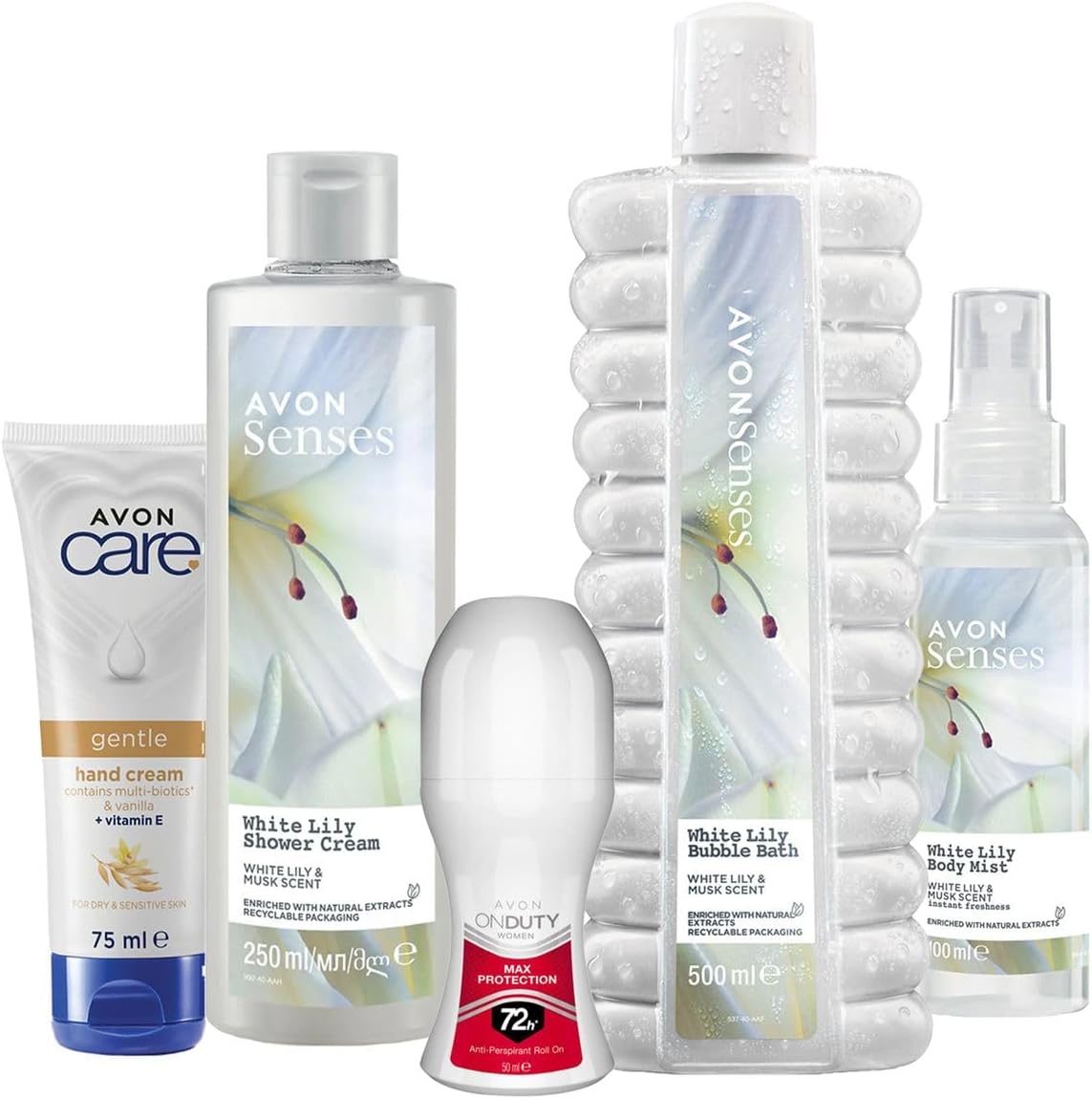 Avon Senses White Lily Zambak Kokulu Banyo Seti ve Rollon El Kremi Paketi