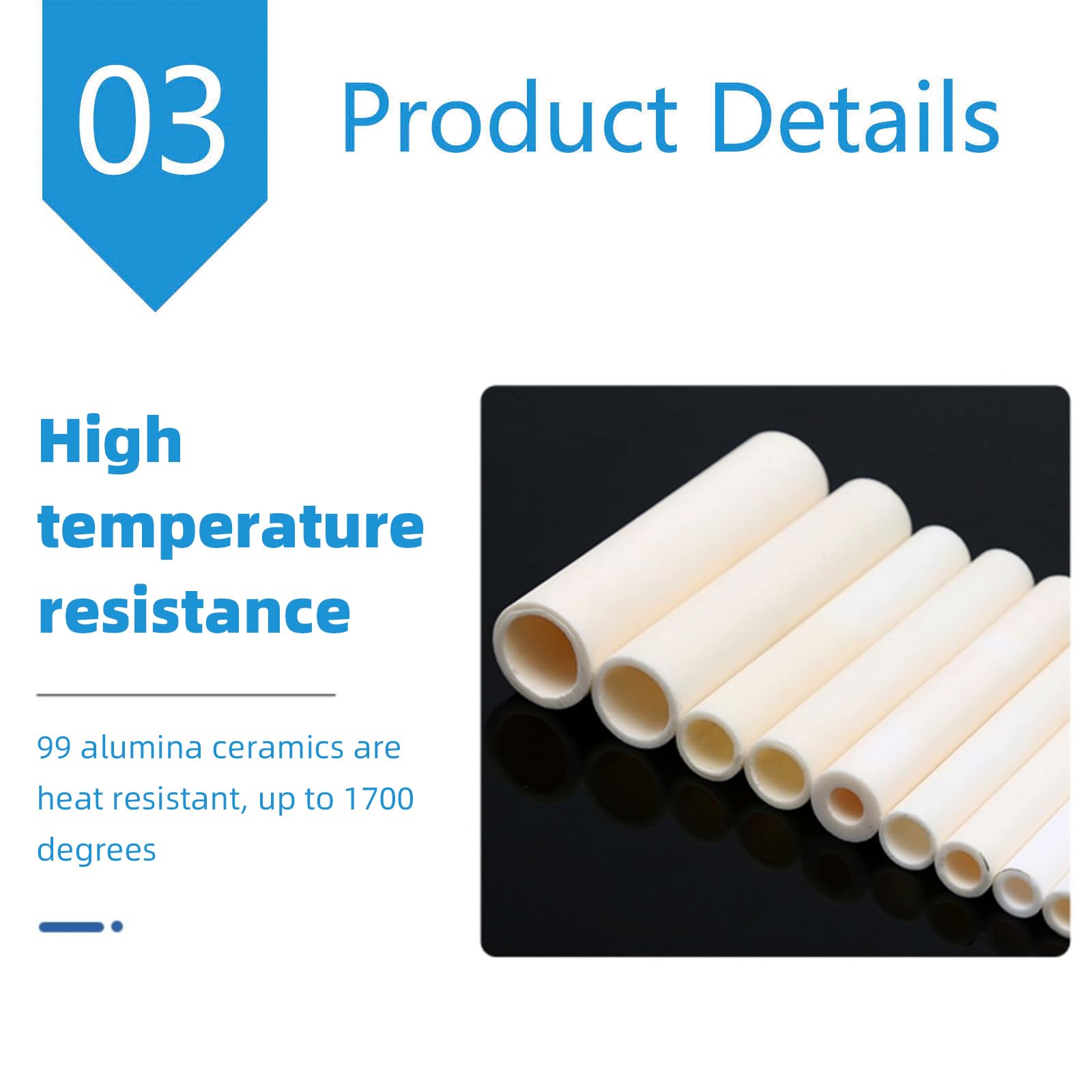 Tubo in Ceramica di Allumina Isolante Singolo Piccolo Diametro Interno 3mm OD 6mm Set da 10 Pezzi