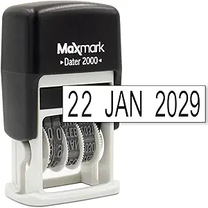 MaxMark 2000 Military Date Format (DD/MM/YYYY) - Self Inking Date Stamp - Black