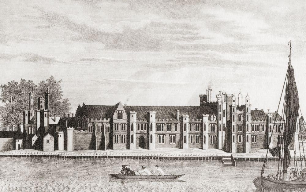 Pałac Greenwich znany również jako Pałac Placentia Greenwich Londyn Anglia w XVI wieku. Od Szekspira The Player opublikował 1916 plakat wydruk Ken Welsh (18 x 11)