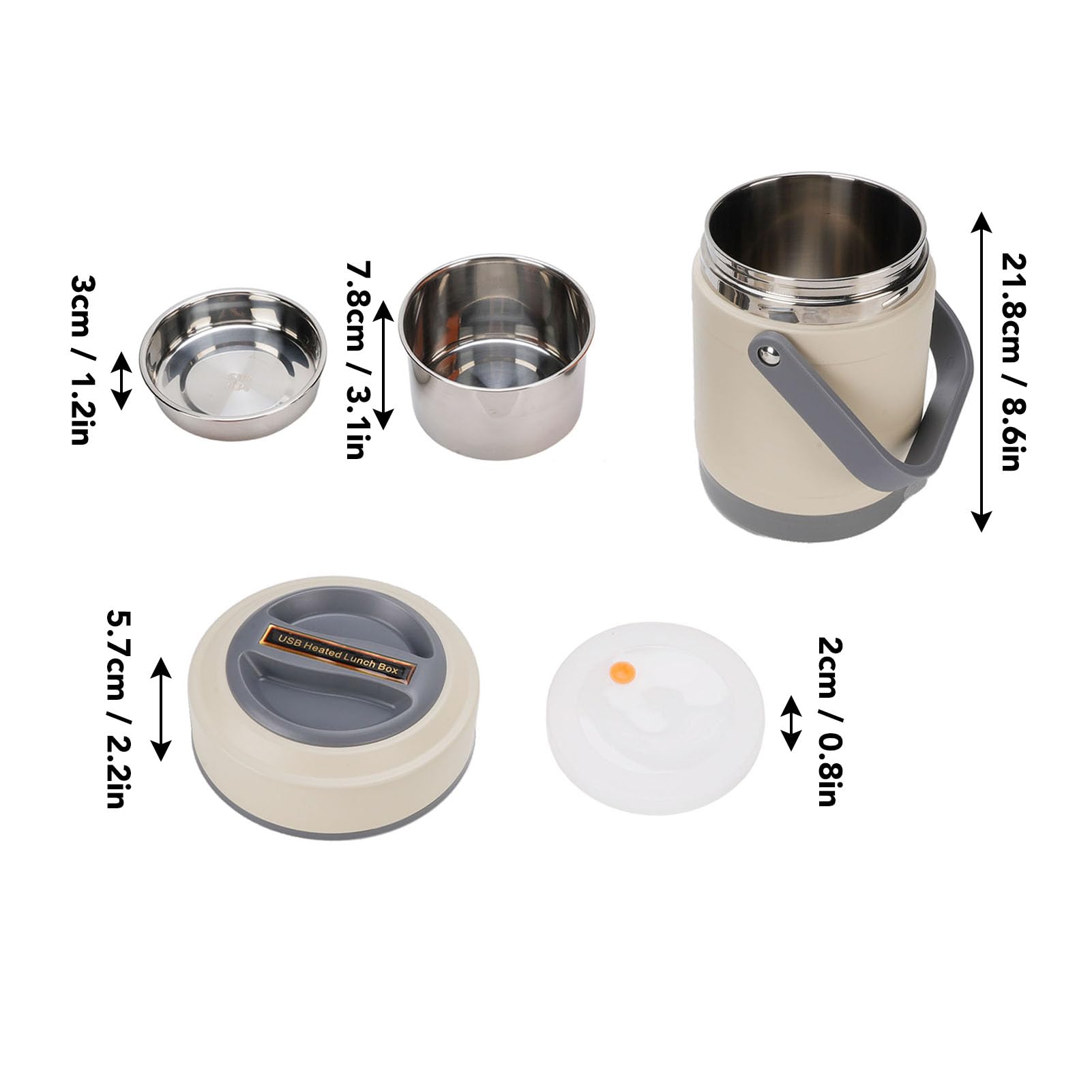 Focket Lunch Box elettrico, scaldavivande portatile a tenuta stagna da 2 litri per riso, verdure e zuppa, Lunch Box riscaldato in acciaio inossidabile per auto, camion, casa, lavoro