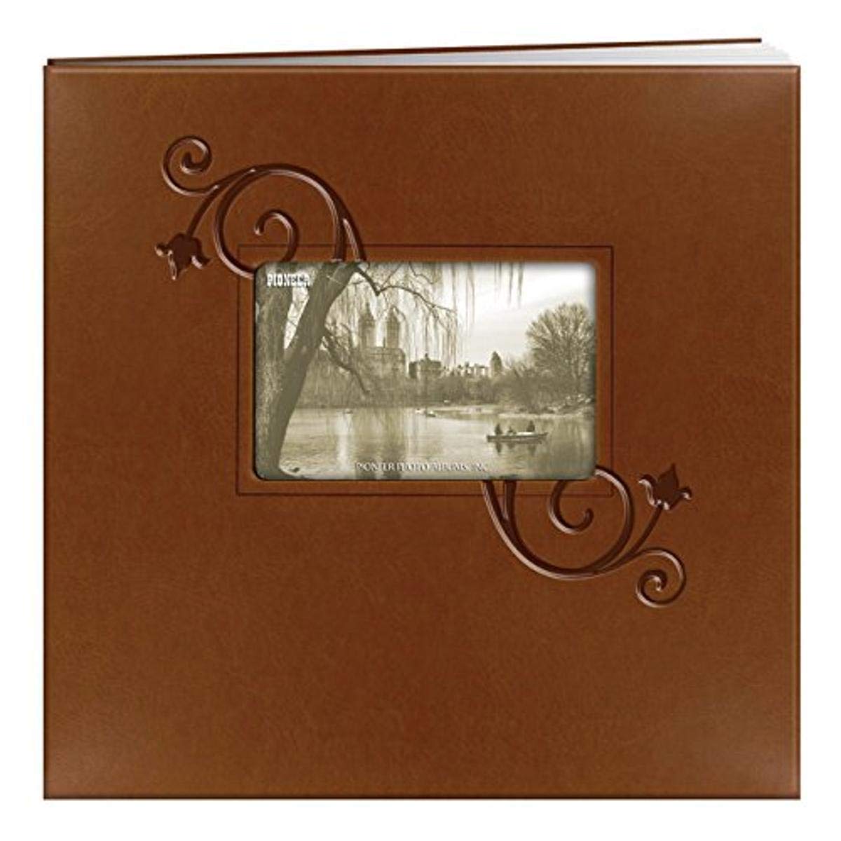 Album photo relié Pioneer similicuir marron grand format floral 30x30