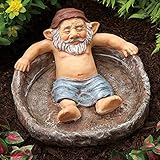 Bits and Pieces - Relaxing Gnome Pool Garden Sculpture - Birdbath Outdoor Decor Naughty Garden Elf...
