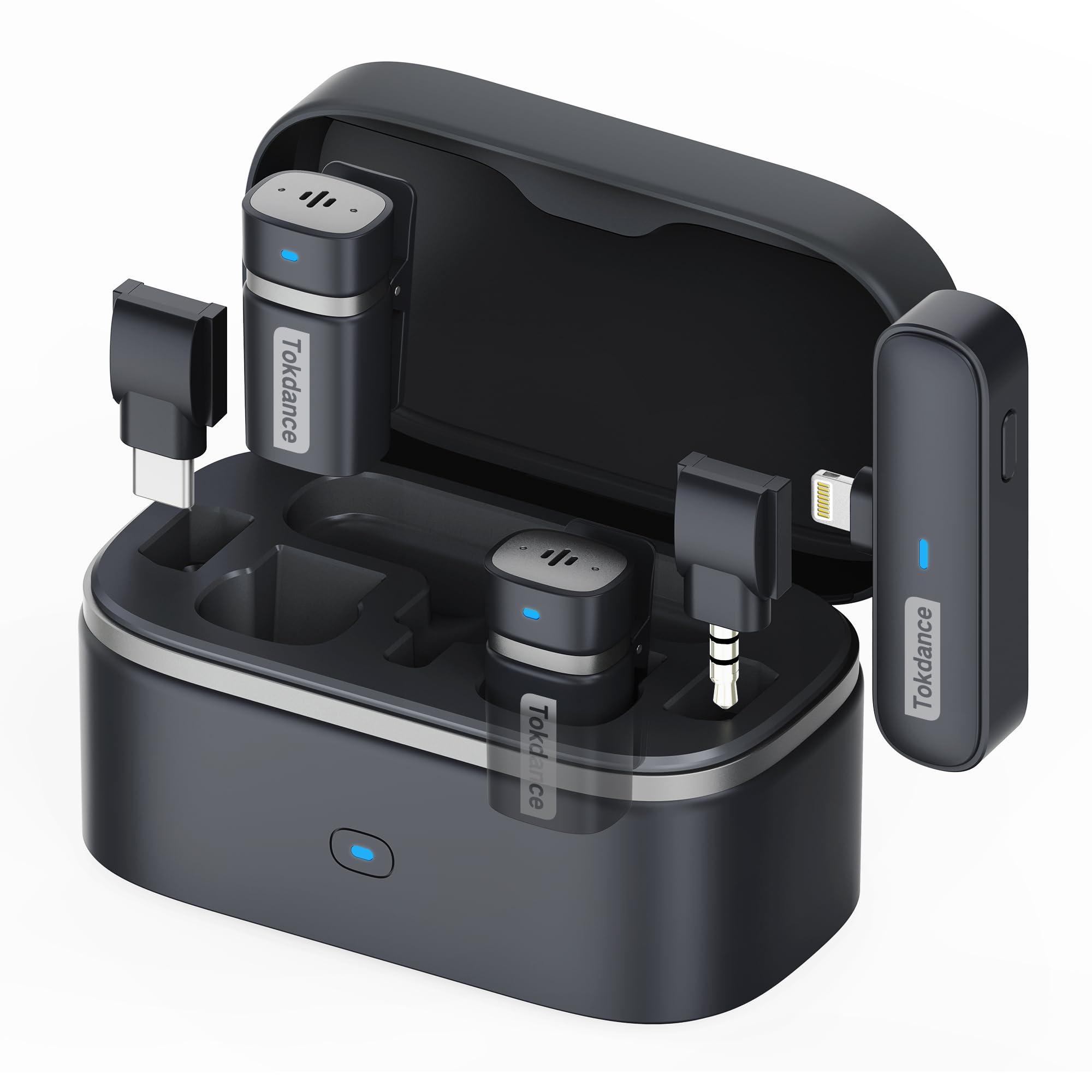 Wireless Lavalier Microphone for iPhone Android DSLR Camera - Mini Lapel Mic with Noise Cancelling - Clip-On Mics with Charging Case for YouTube Tiktok Live Stream Video Recording Podcast