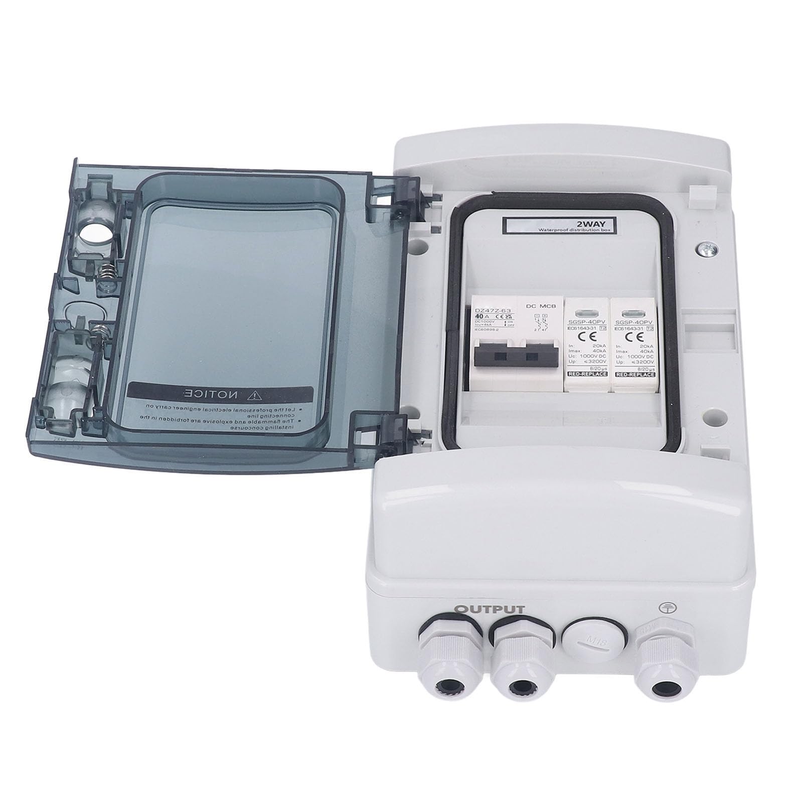 Scatola Combinata Fotovoltaica IP65 40A 1000V con Interruttore Automatico Integrato Protezione Fulmini PA66 per Sistemi Solari On-Grid Off-Grid Cavi 5-10mm 10-4 AWG Impermeabile