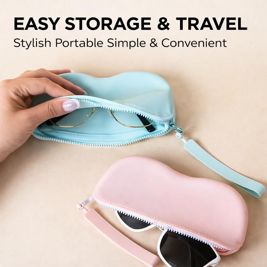 Shrux Silicone Storage Pouch with Zipper & Wrist Strap, Soft Eyeglasses Case, Makeup Pencil Organizer, Compact Travel Accessory Bag for Daily Use (1) 2