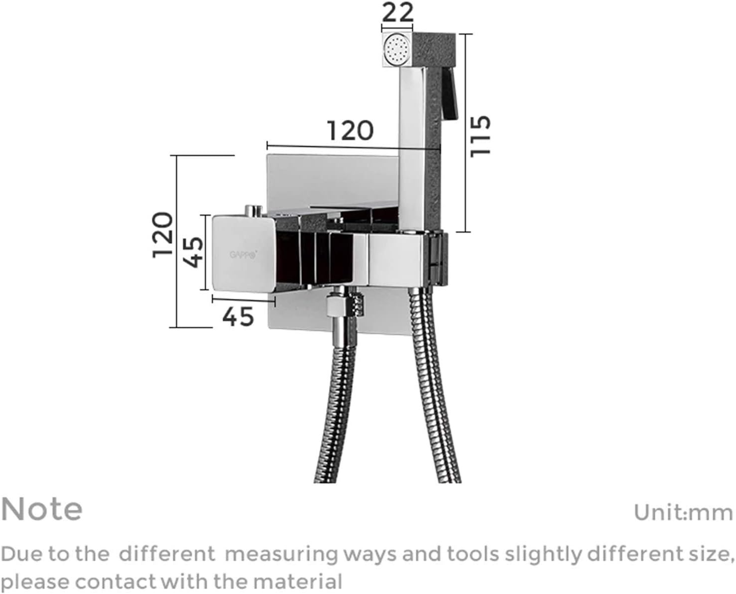 Thermostatic Bidet Faucet Solid Brass Function Square Hand Shower Head Tap Crane 90 Degree Switch Mixer Tap Shower Bidet,Chrome (Color : Chrome)