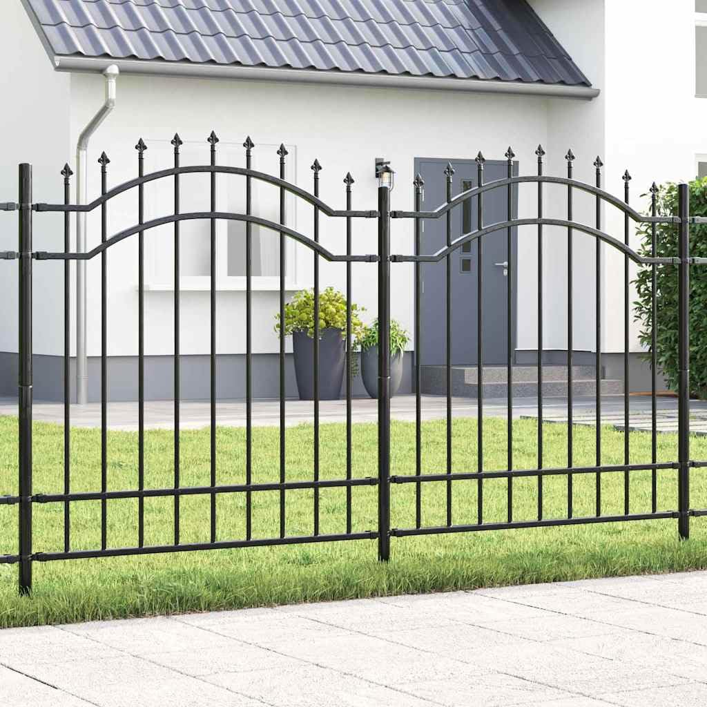 Gartenzaun Woerden Grau 240 x 165 cm Pulverbeschichteter Stahl wetterbeständiges Zaunelement mit Sichtschutz für Terrasse, Vorgarten, Balkon und Außenbereich