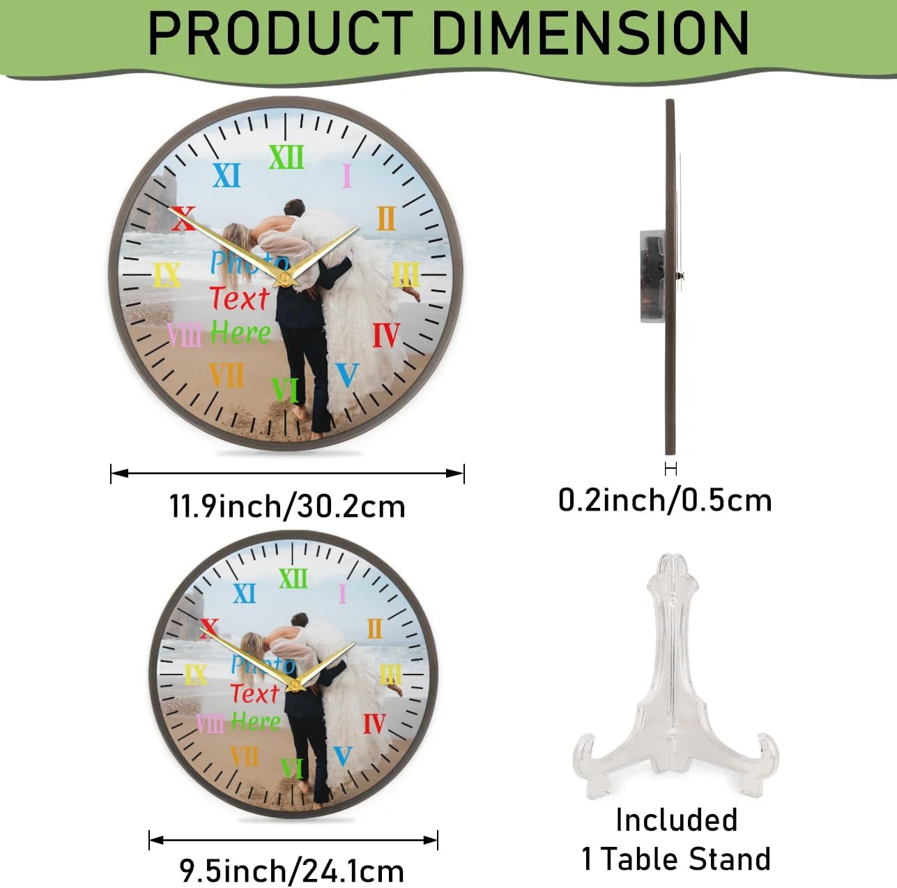 Custom Clock Customized Wall Clock Silent Non-Ticking,Personalized Round Wall Clocks Battery Operated for Living Room,Kitchen,Home,Bathroom, Office