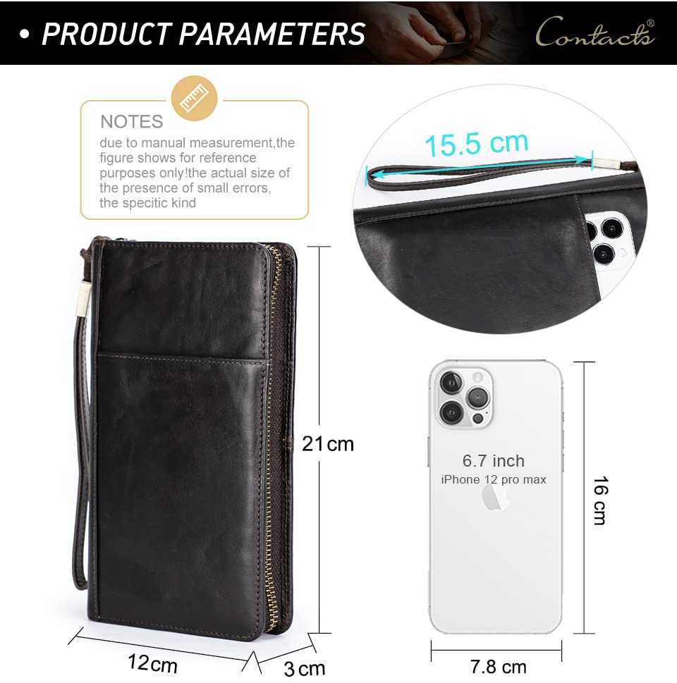 Generic Genuine Leather Mens Clutch, Leather Document Bag, Passport Bag, Zipper Mens Storage Bag, Mobile Phone Bag2