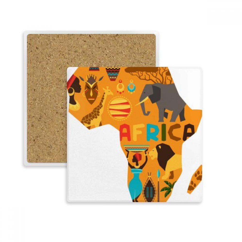 Tasse motif éléphant d'Afrique sous-verre pierre absorbante coaster multicolore pour boisson