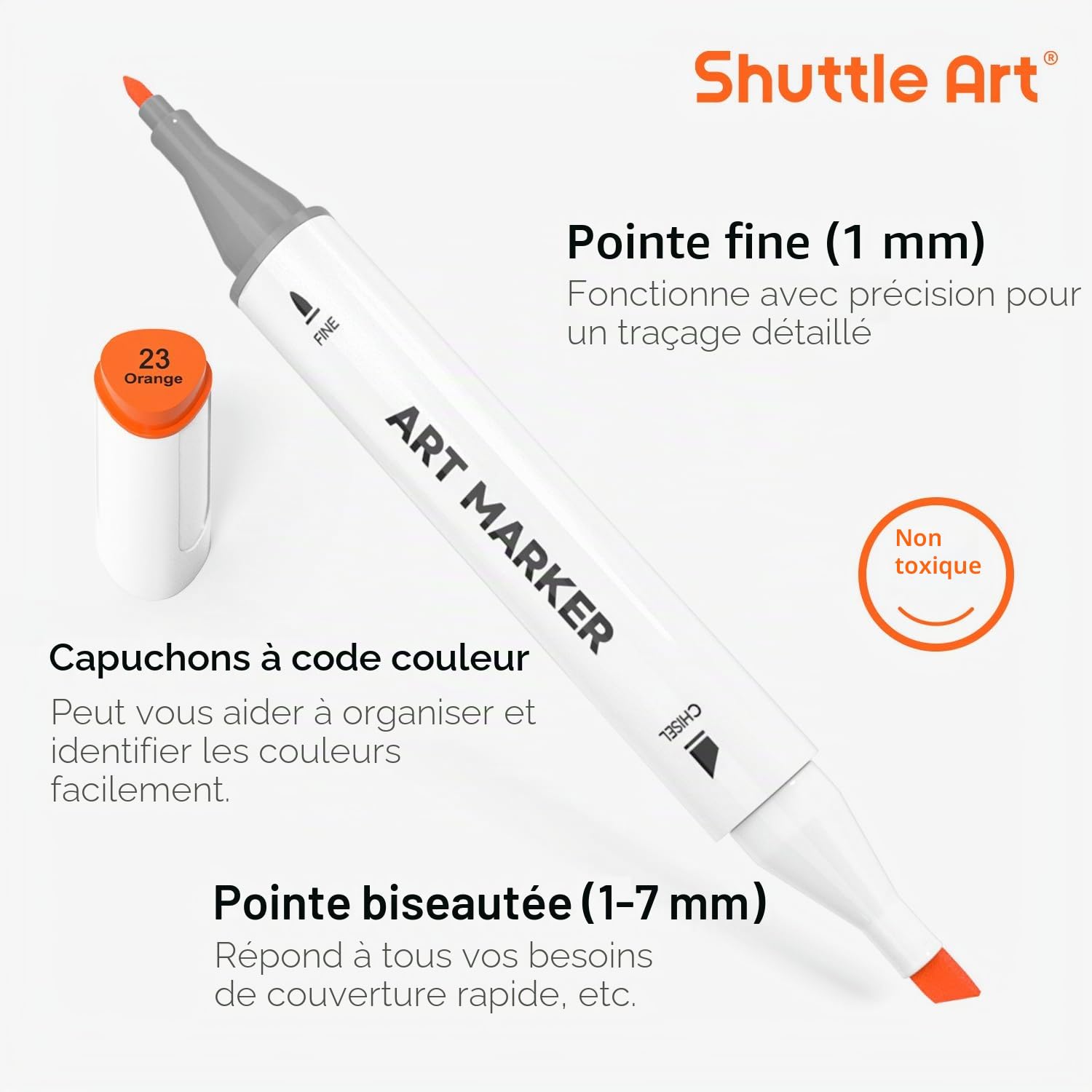 Shuttle Art 120 Feutre à Alcool à Double Pointe avec Etui de Rangement