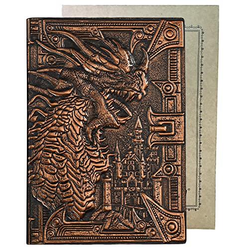 YHH Cuaderno - Libretas Bonitas Rayas A5 Tapa Dura, Vintage Cuero, Relieve, Páginas en 2 Colores, Hecho a mano, Diario de Viaje Notebook Regalo Navidad Mujer Hombre Mama Padre 3D Continuar2 Cobreño Cover
