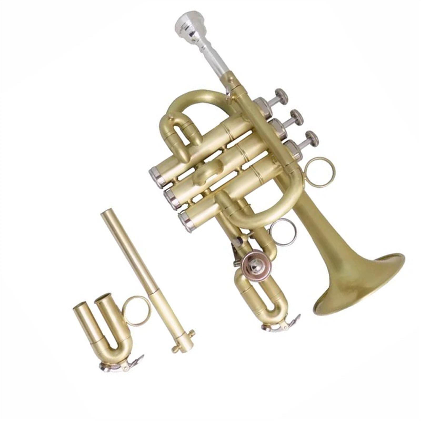 Standard Trąbka Bb/A Piccolo Trąbka Instrumenty Muzyczne Wykończenia Szczotkowane Mosiądz Żółty Korpus Mosiądz Stal Nierdzewna Profesjonalna Trąbka(Gold)
