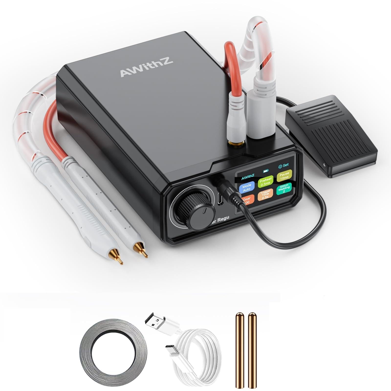 Spot Welder,AWithZ 9000W Battery Spot Welder UK3,10000mAh,Rotary Knob Operation 99 Gears,Foot Pedal Operated, 0.1-0.3mm Spot Welder for Making DIY Battery Packs