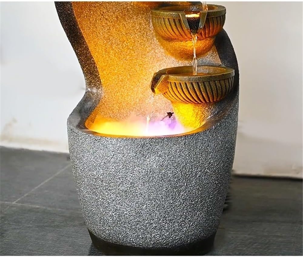 Floor Water Fountain 127cm Floor Standing Outdoor Fountain Garden Waterfall Decoration Water Feature for Porch Courtyard Home Art Decoration Freestanding Fountain