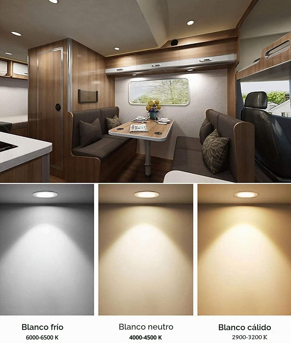Luces LED de 12 V para autocaravana, remolque, barco, natural 4500K, 300 lúmenes, 3 W, baja tensión, mini lámpara empotrada regulable