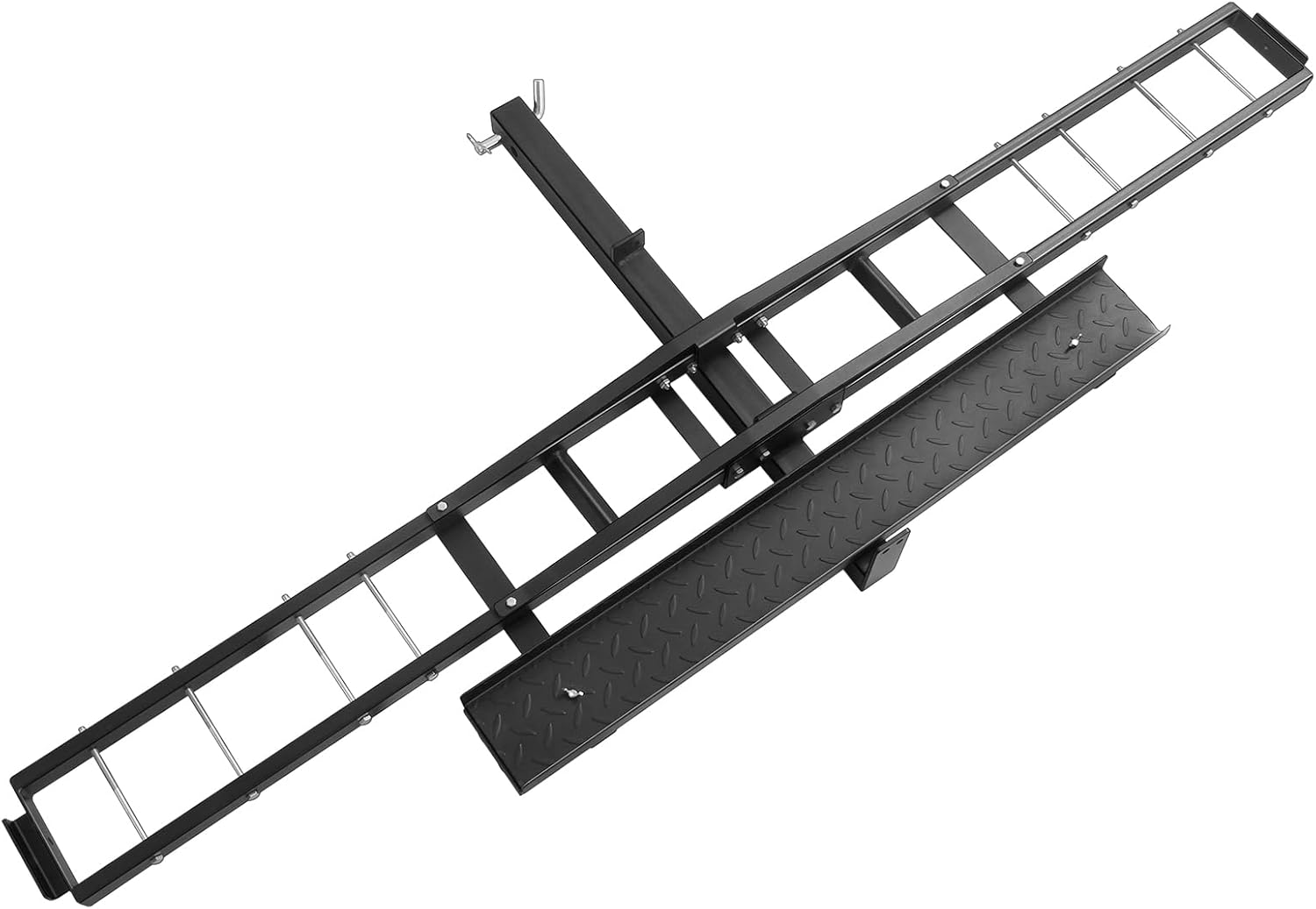 Heavy Duty Motorcycle Carrier Hitch Mount for 2 Bikes 600 LBS Load Capacity, Scooter Dirt Bike Trailer Hauler with Ramp, Ratchet Straps and Stabilizer