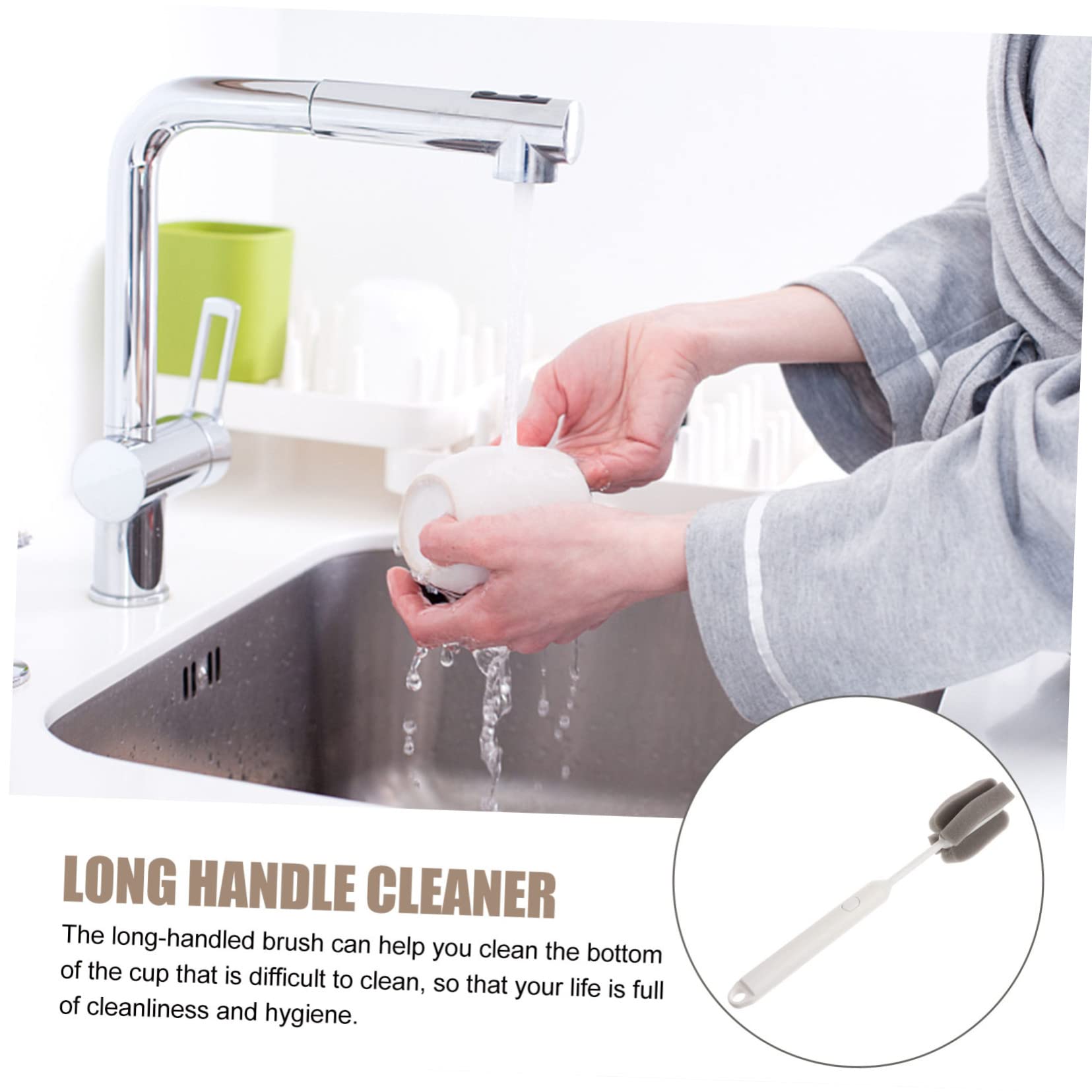 Cepillo de esponja suave para botellas y platos, limpiador doméstico desmontable para platos, cuello, botellas y viajes, cepillo de limpieza eficaz para cocina y uso doméstico