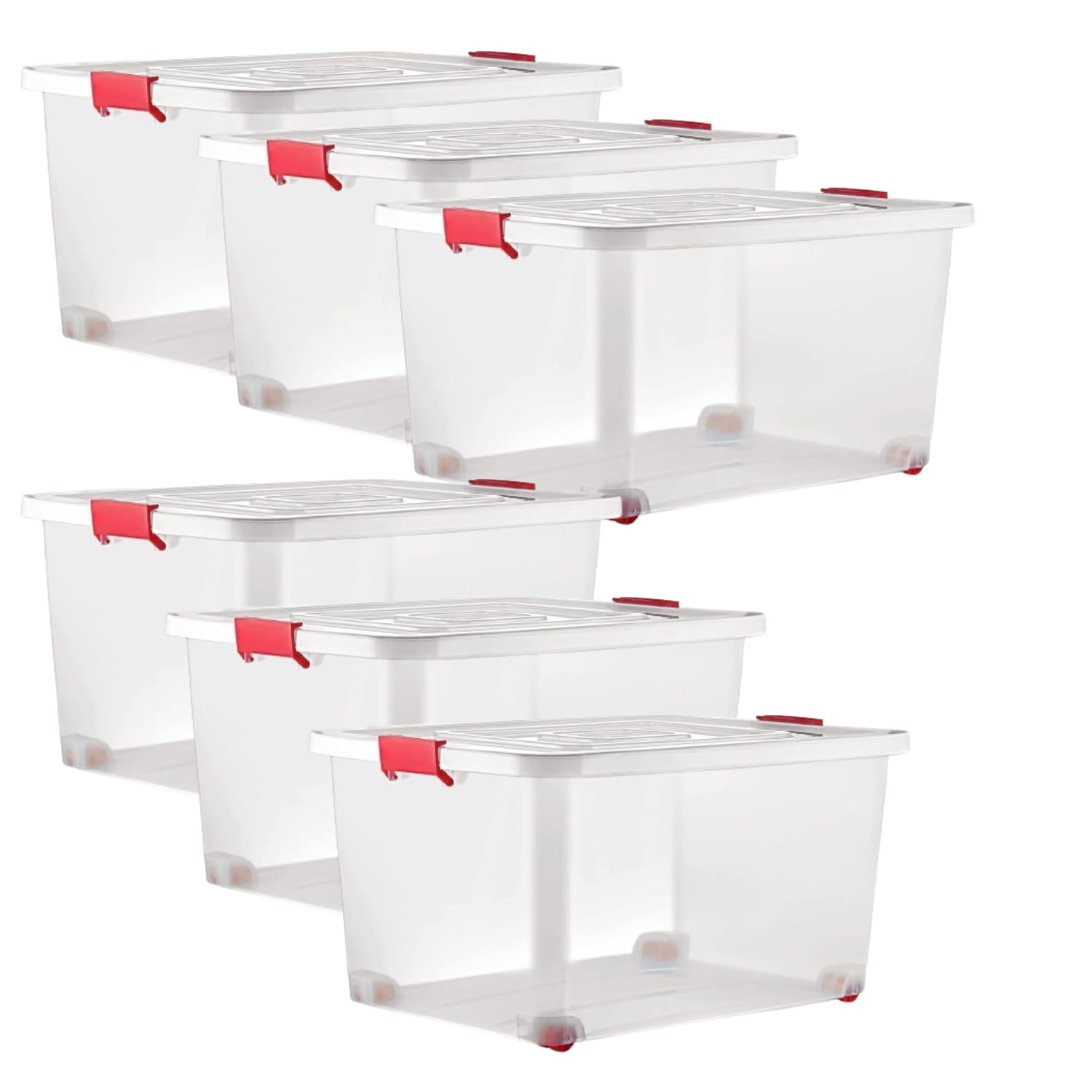 Regalo Transparent Rectangular Plastic Container Multipurpose Storage Box with Lid, Locks, Wheels (Medium- 45Ltr, Pack of 6) (B0D5B1NQ8L) Amazon Price History, Amazon Price Tracker