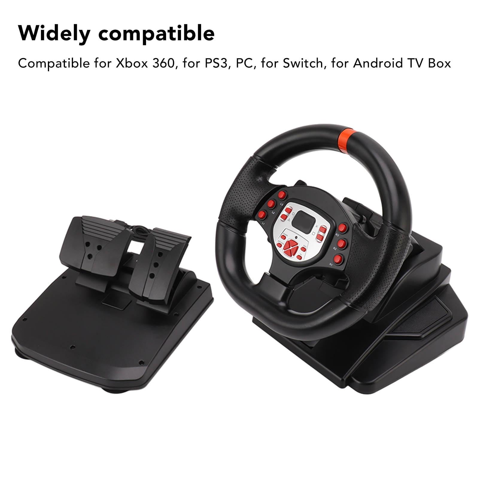 RiToEasysports Volanti da Gioco, Plug And Play Volante per PC USB da 180 Gradi con Pedali per 360 PC per Motori Completi per Switch Motori Elettrici e Parti Accessori per