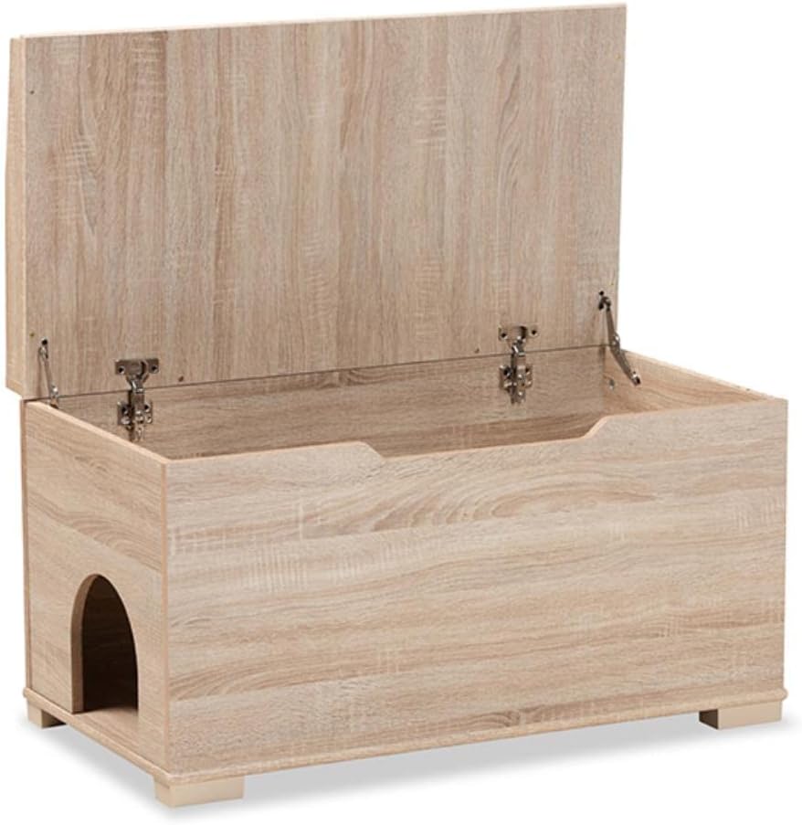 Baxton Studio Mariam Modern and Contemporary Oak Finished Wood Cat Litter Box Cover House