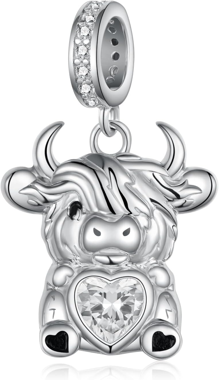 Highland Cow Charms 925 Sterling Silver Cow Bead Charm Highland Cow Gifts Highland Cow Jewelry for Women Cow lover