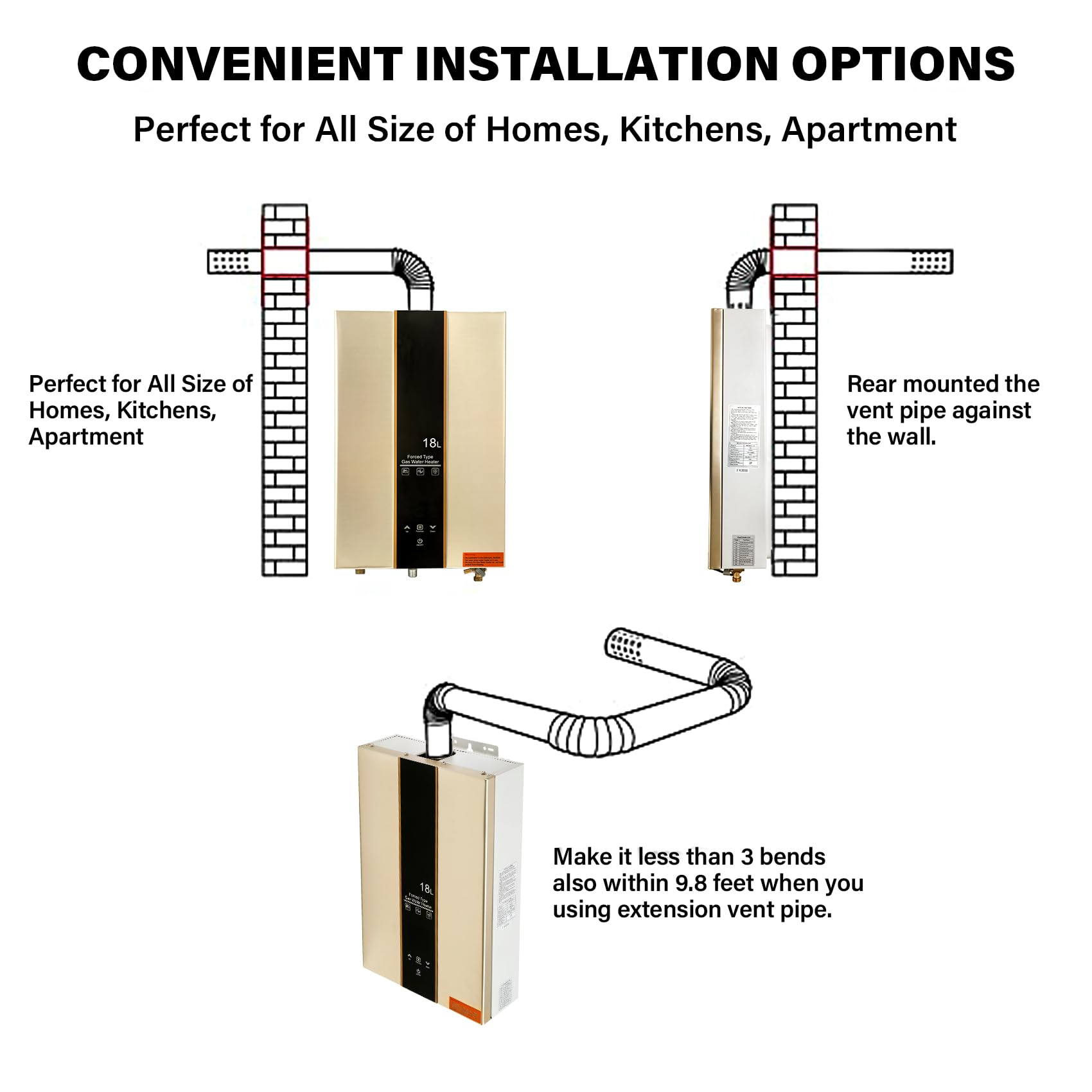 TCFUNDY 18L Tankless Water Heater Propane Gas, 4.75 GPM On-Demand Instant Hot  Water Heater with Digital Display, Touch Screen, Thermostatic u0026 Energy  Saving, Overheating Protection - Amazon.com