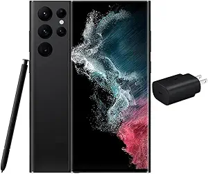 SAMSUNG Galaxy S22 Ultra 5G (128GB, 8GB) 6.8" AMOLED 2X, 108MP Camera, Global Volte (Fully Unlocked for AT&T, Verizon, T-Mobile, Global) S908U1 (w/ 25W Super Fast Charger, Phantom Black)